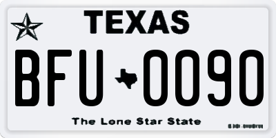 TX license plate BFU0090