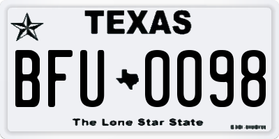TX license plate BFU0098