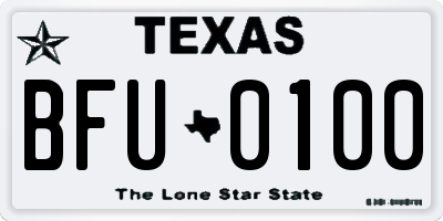 TX license plate BFU0100