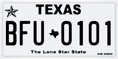 TX license plate BFU0101