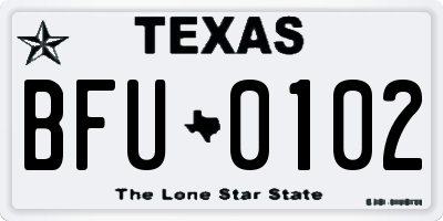 TX license plate BFU0102