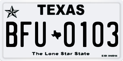 TX license plate BFU0103