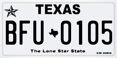 TX license plate BFU0105