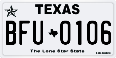 TX license plate BFU0106
