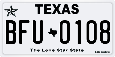 TX license plate BFU0108
