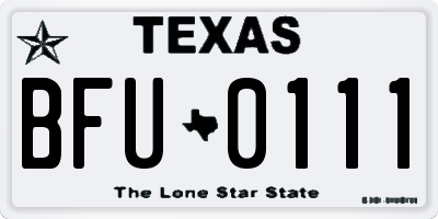 TX license plate BFU0111