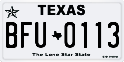 TX license plate BFU0113
