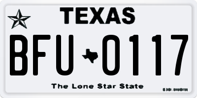 TX license plate BFU0117