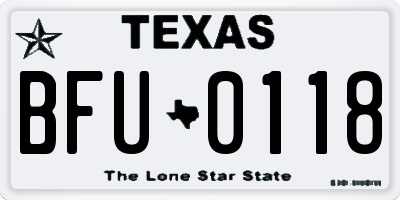 TX license plate BFU0118