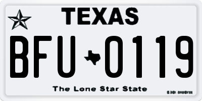 TX license plate BFU0119