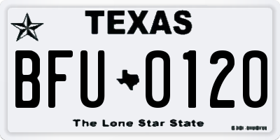 TX license plate BFU0120