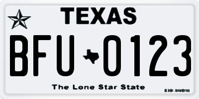 TX license plate BFU0123