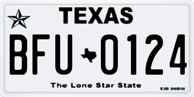 TX license plate BFU0124