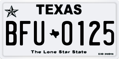 TX license plate BFU0125