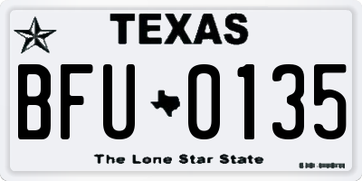 TX license plate BFU0135