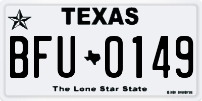 TX license plate BFU0149