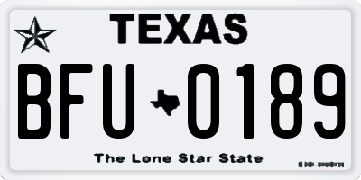 TX license plate BFU0189