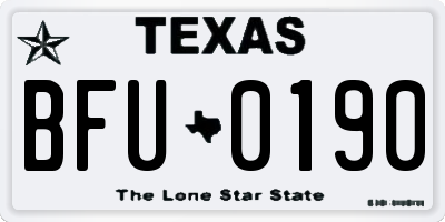 TX license plate BFU0190