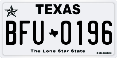 TX license plate BFU0196