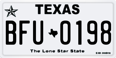 TX license plate BFU0198