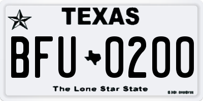 TX license plate BFU0200