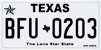 TX license plate BFU0203