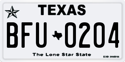 TX license plate BFU0204