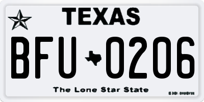 TX license plate BFU0206