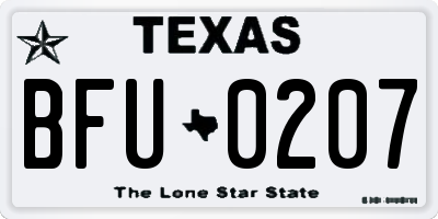 TX license plate BFU0207
