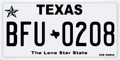 TX license plate BFU0208