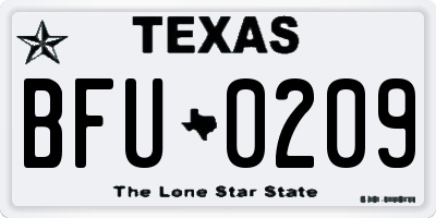 TX license plate BFU0209