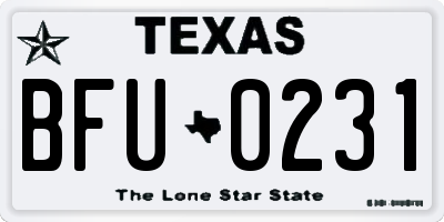 TX license plate BFU0231