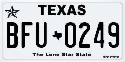 TX license plate BFU0249