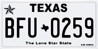 TX license plate BFU0259
