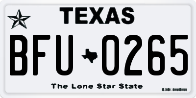 TX license plate BFU0265