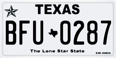 TX license plate BFU0287