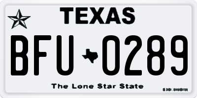 TX license plate BFU0289