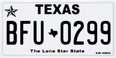 TX license plate BFU0299