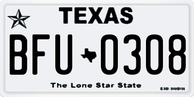 TX license plate BFU0308