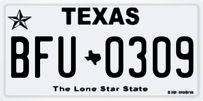 TX license plate BFU0309