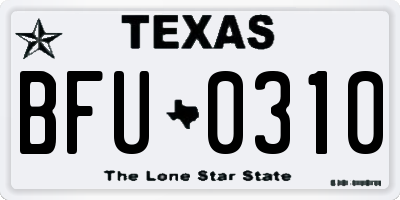 TX license plate BFU0310