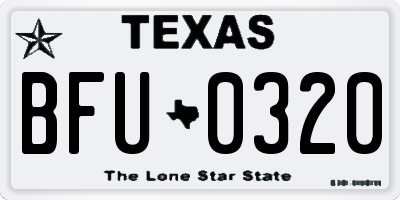 TX license plate BFU0320