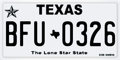 TX license plate BFU0326