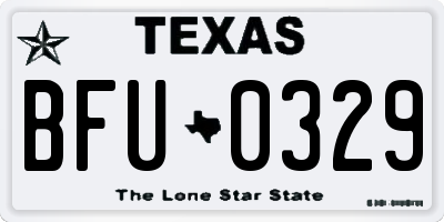 TX license plate BFU0329