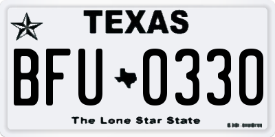 TX license plate BFU0330