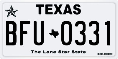 TX license plate BFU0331