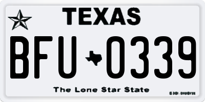 TX license plate BFU0339