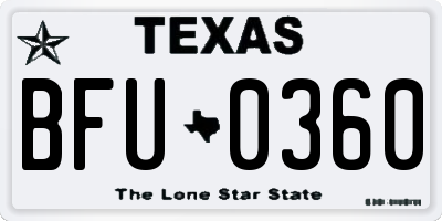 TX license plate BFU0360