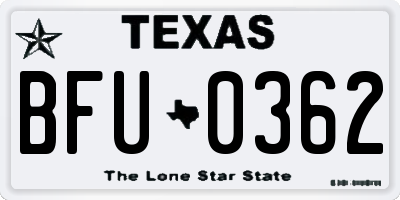 TX license plate BFU0362