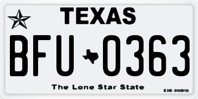 TX license plate BFU0363